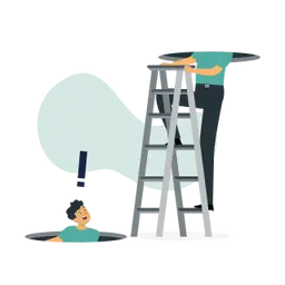 Man Looking At Ladder Image